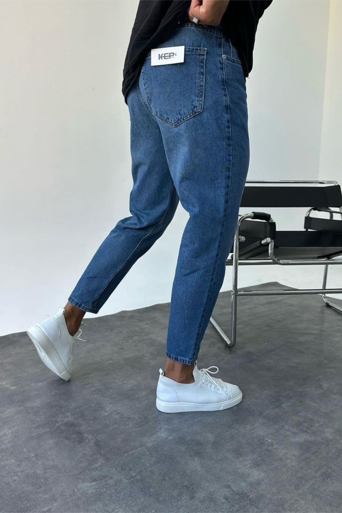 Dark blue boyfriend best sale jeans