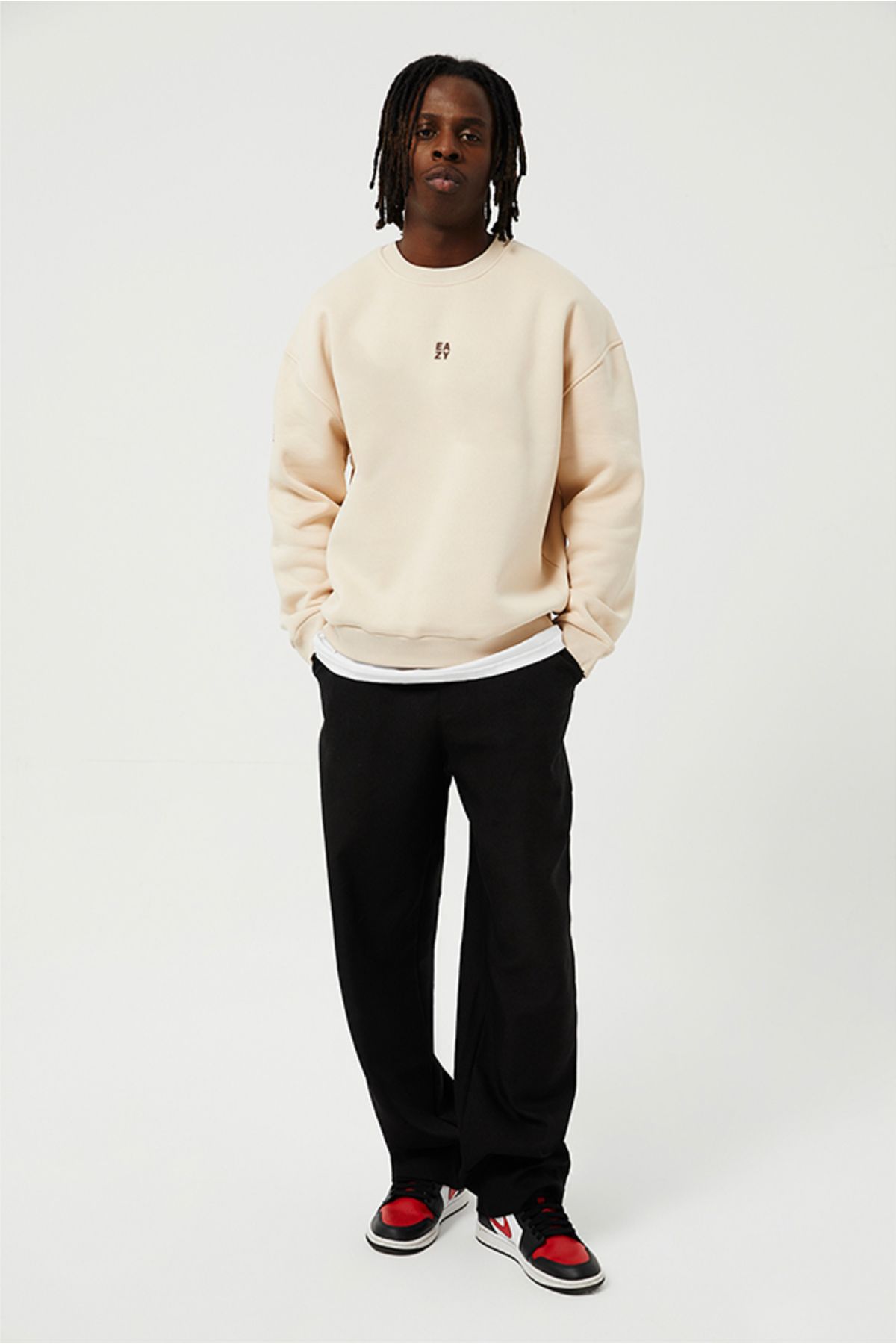 Eazy Co Eazy Basic Oversize Unisex Camel Crew Neck Thick