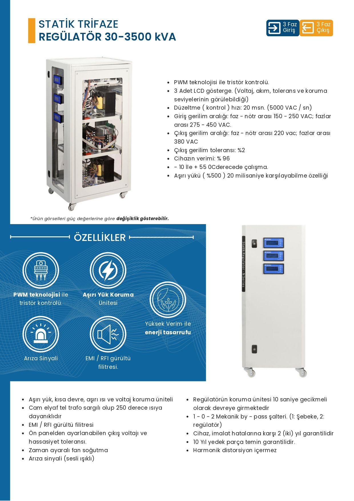 Siel Enerji 500 Kva Trifaze Statik Voltaj Regülatörü 3f/3f 300/450 V ...