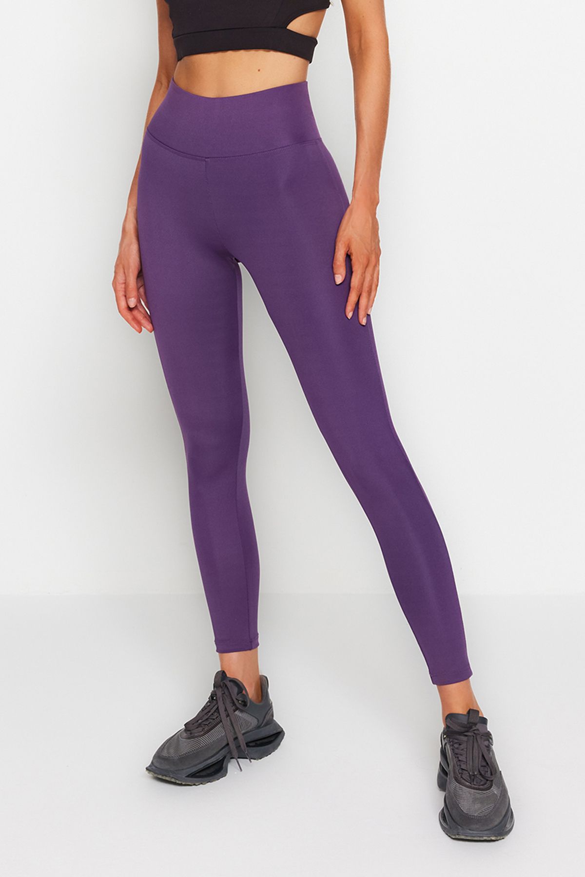 Trendyol Collection Dark Purple Wide Waist Elastic Extra Recovery