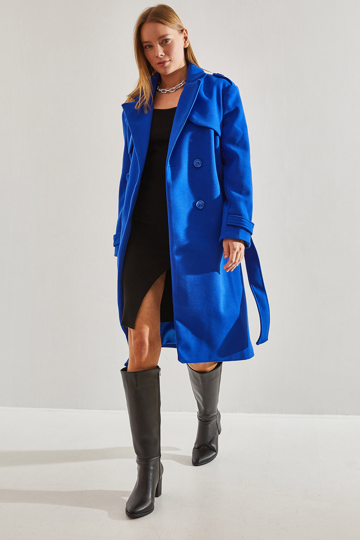 Women's Epaulette 4 Button Belted Coat