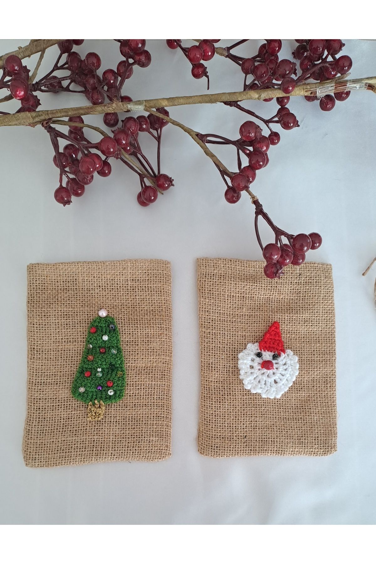 SOUL BY A&B-Christmas Jute Pouch Christmas Tree Santa Claus Figured Christmas New Year Socks Pouch Gift Pouch 4