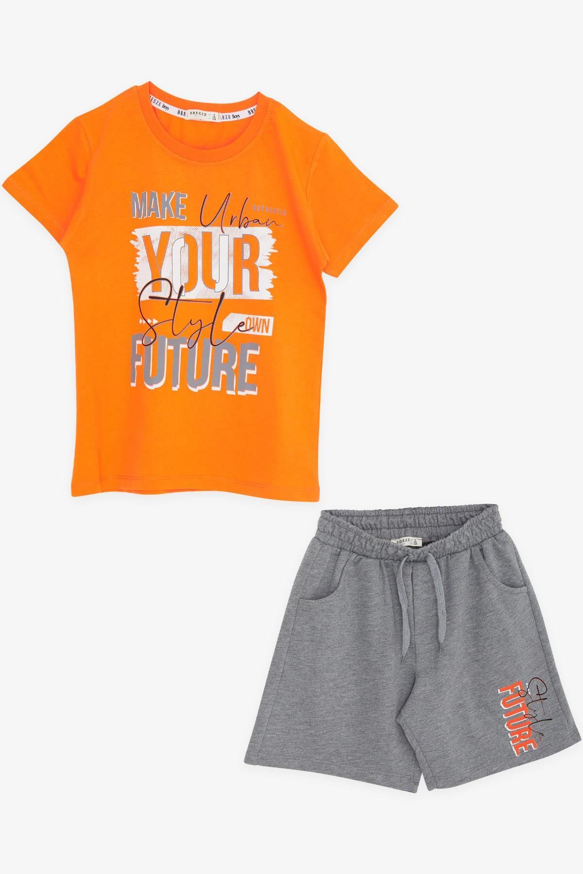 Breeze Boy s Shorts Suit with Text Printed Pockets Age 8 14