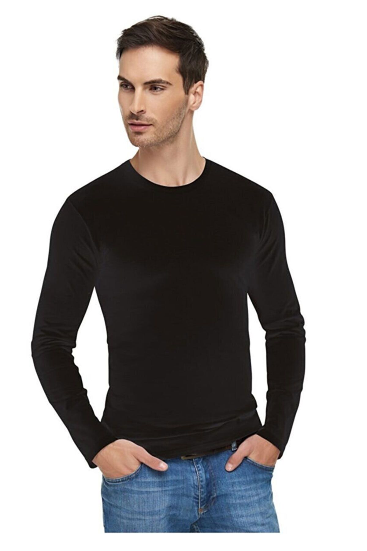 Tutku-Elit Men's Long Sleeve Undershirt Crew Neck Elastane Cotton Undershirt 2