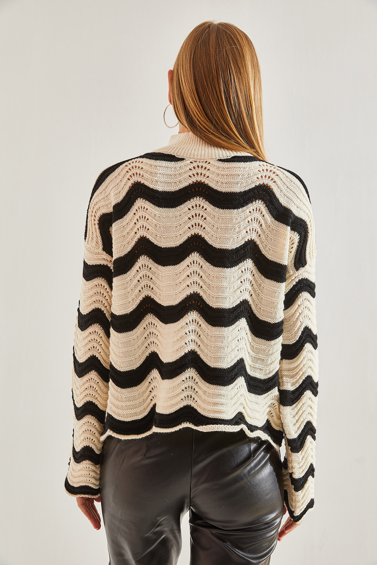 Bianco Lucci Női mintás áttört kötöttáru pulóver