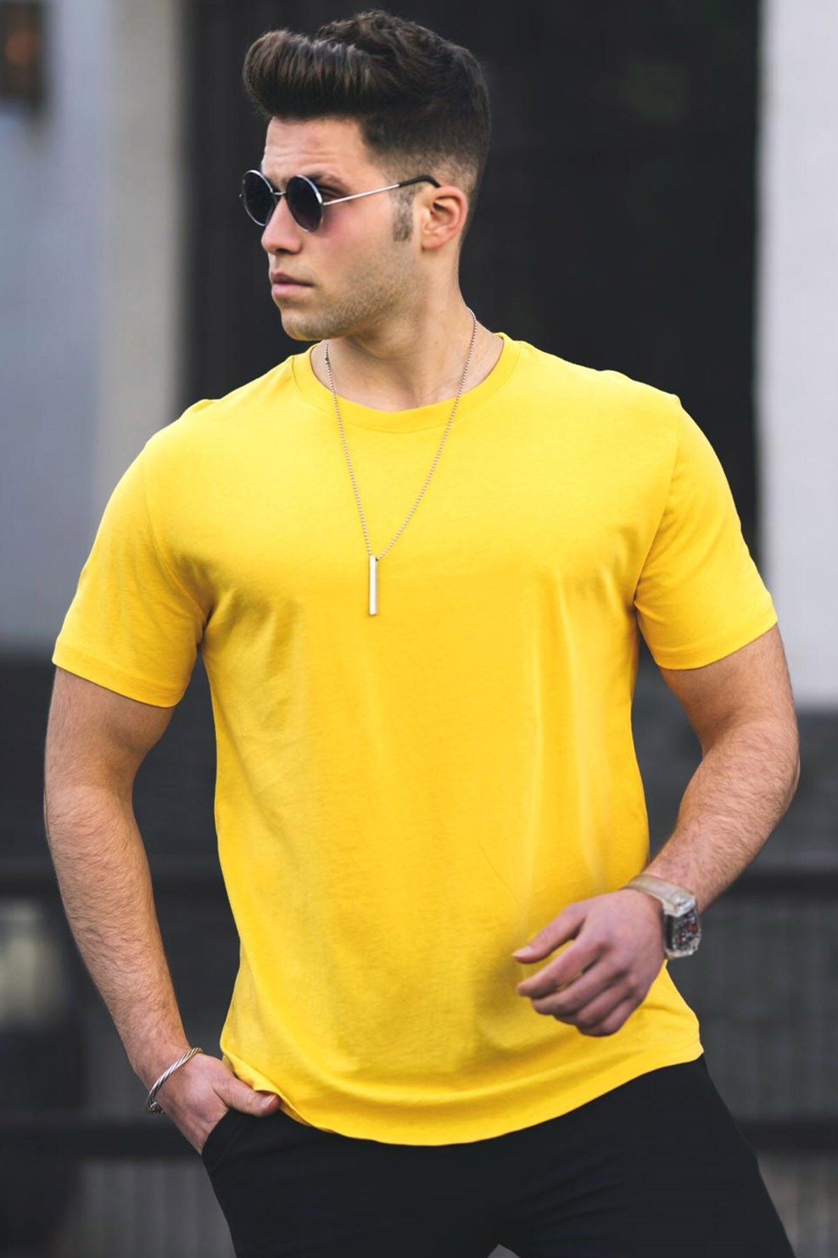 تی شرت مردانه زرد مدمکست Madmext (برند ترکیه)