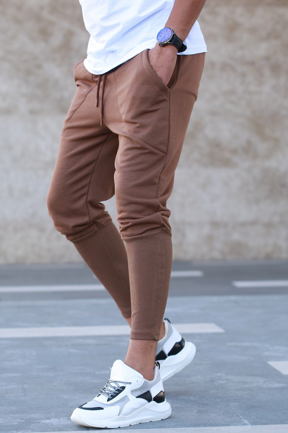 Dark brown joggers hot sale