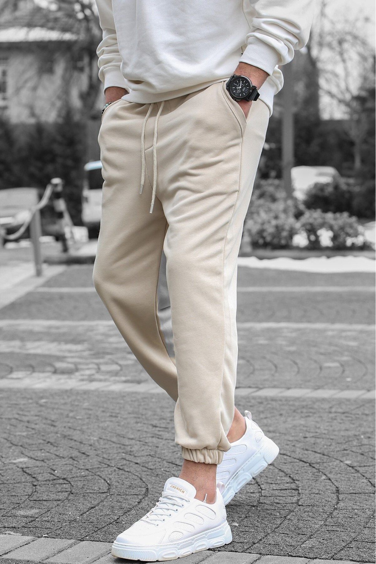 Madmext Sweatpants Beige Joggers Trendyol
