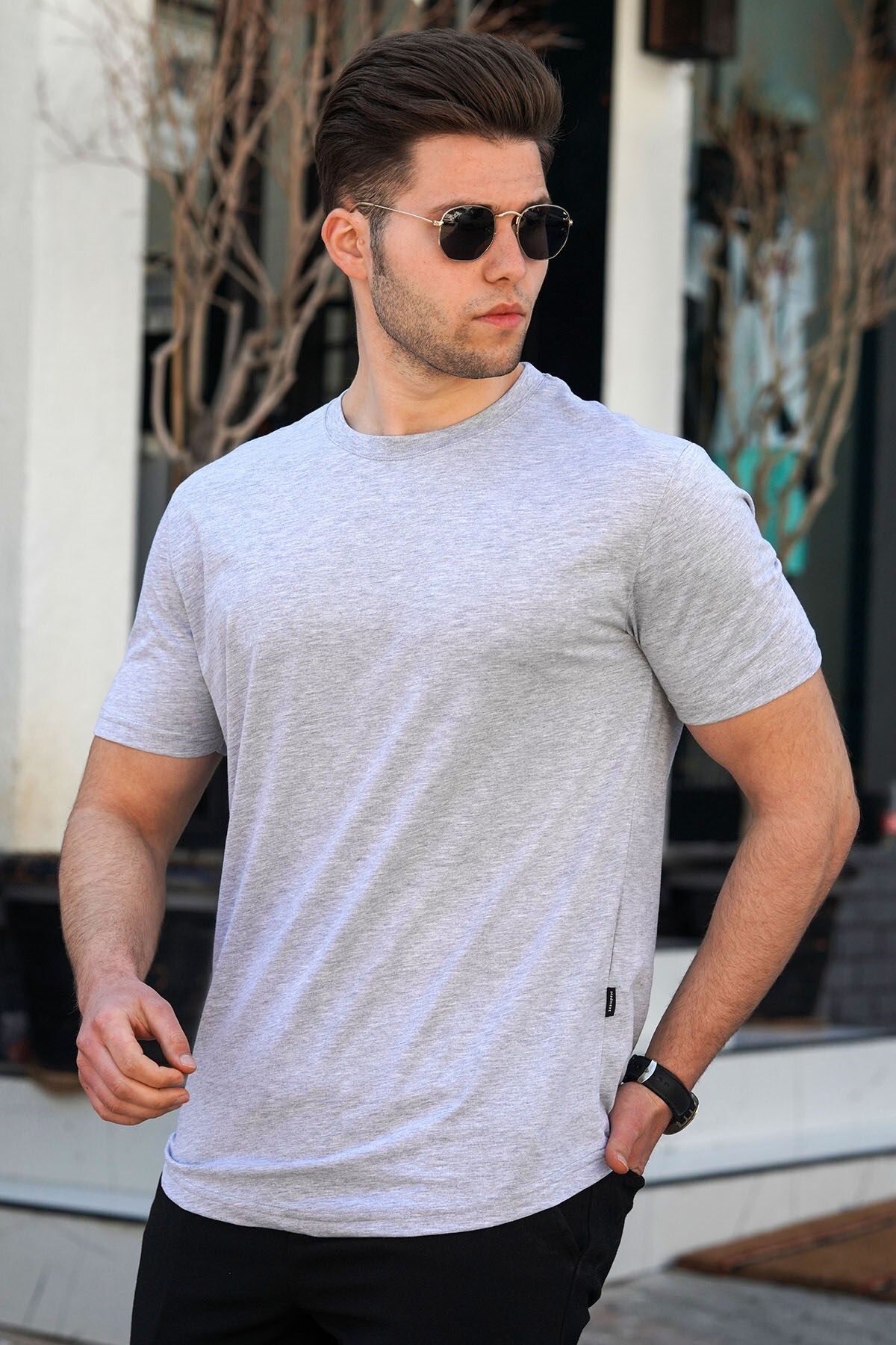 تی شرت مردانه خاکستری مدمکست Madmext (برند ترکیه)