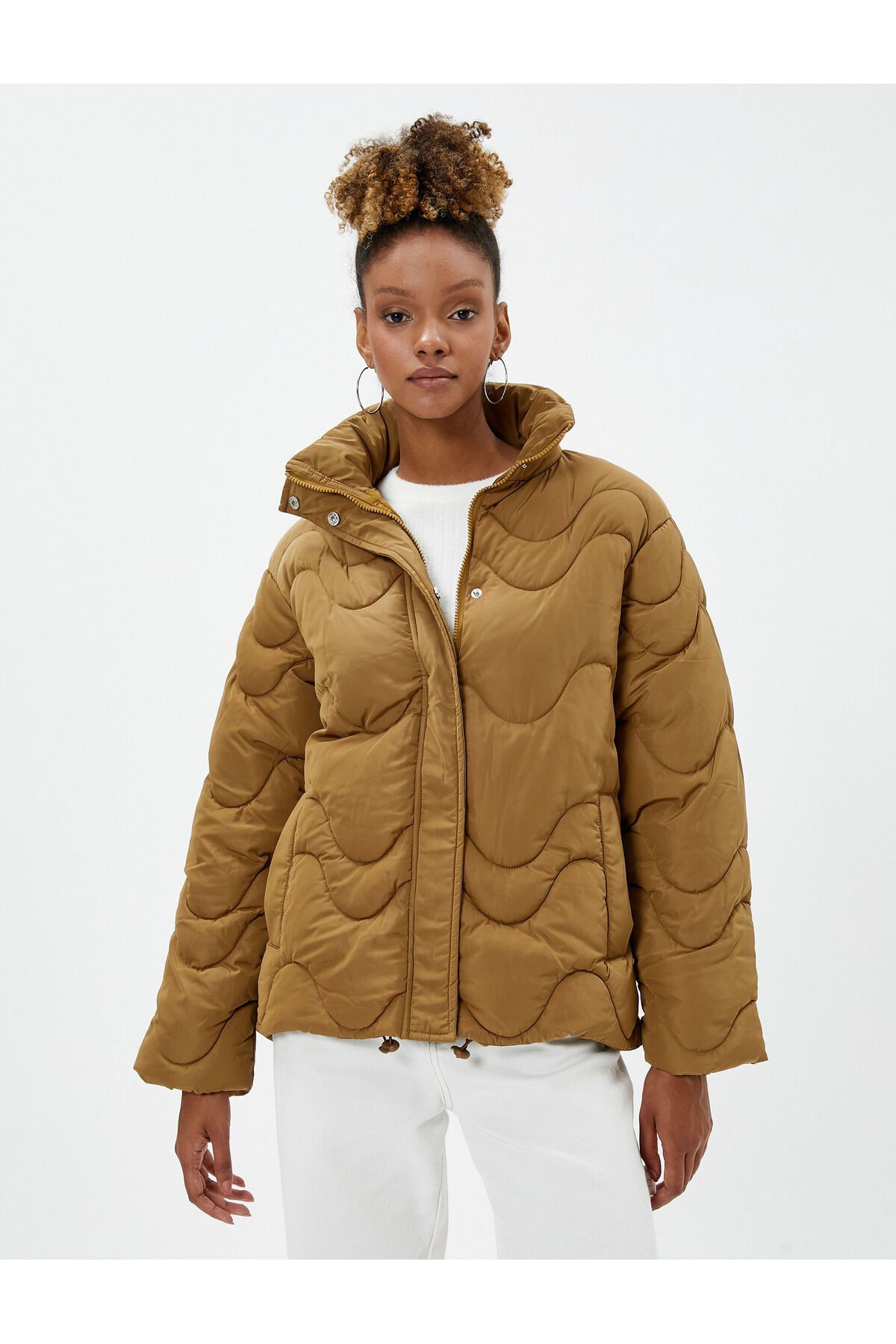 Tan puffer jacket women's best sale