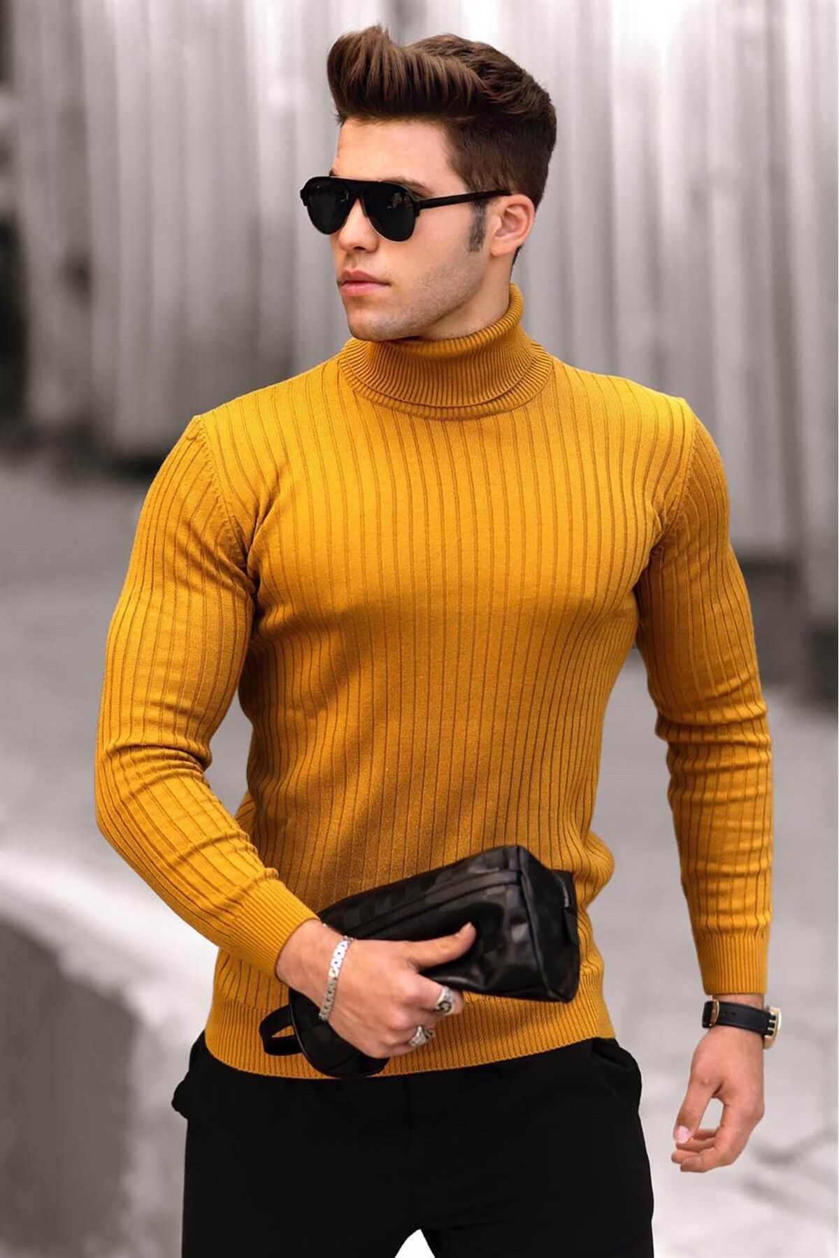 Madmext ژاکت یقه اسکی خردلی 4662