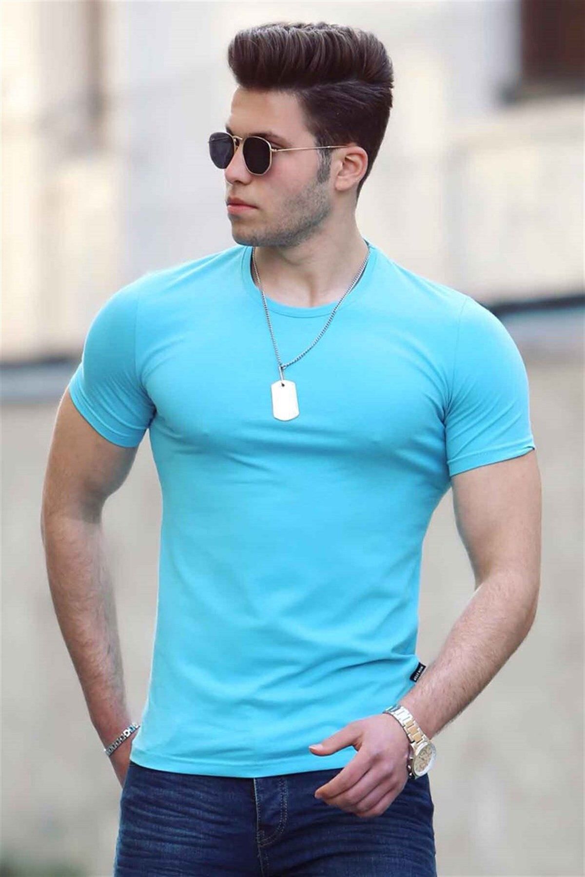 Madmext تی شرت مردانه یقه آبی 4552