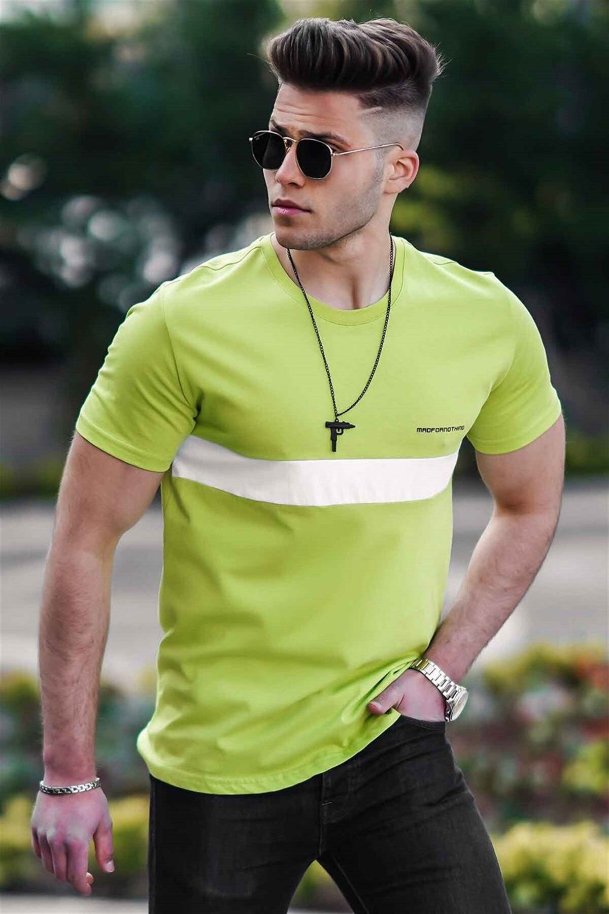 Madmext تی شرت مردانه راه سبز 4578