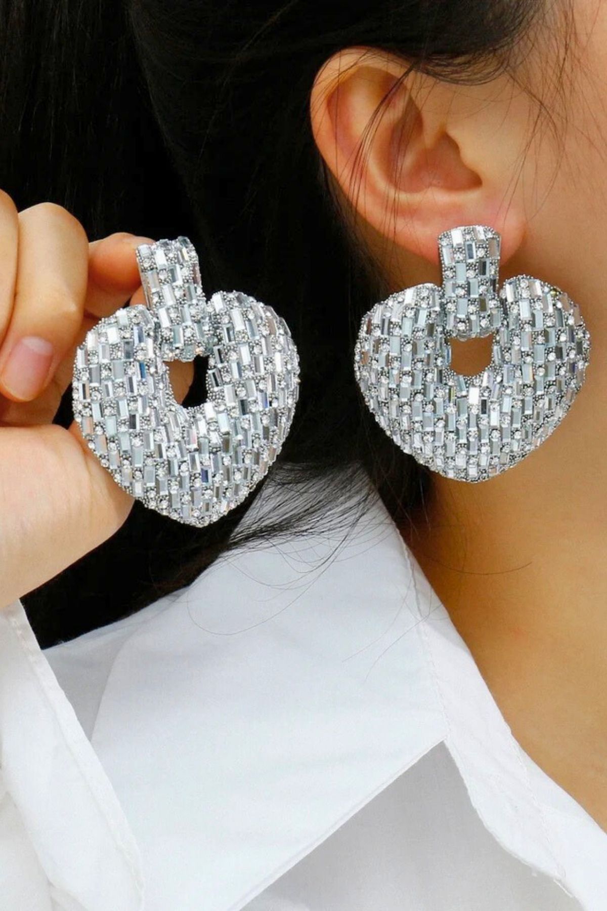 Oversized shop heart earrings
