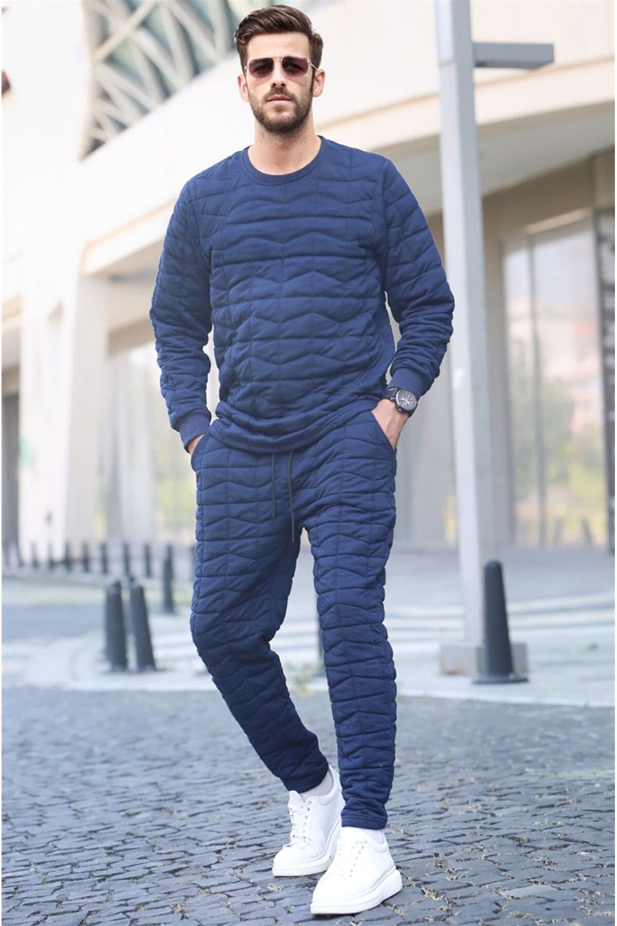 ست گرمکن مدل یقه خدمه جیب دار طرح دار کاپوت دار مردانه مدمکست Madmext (برند ترکیه)