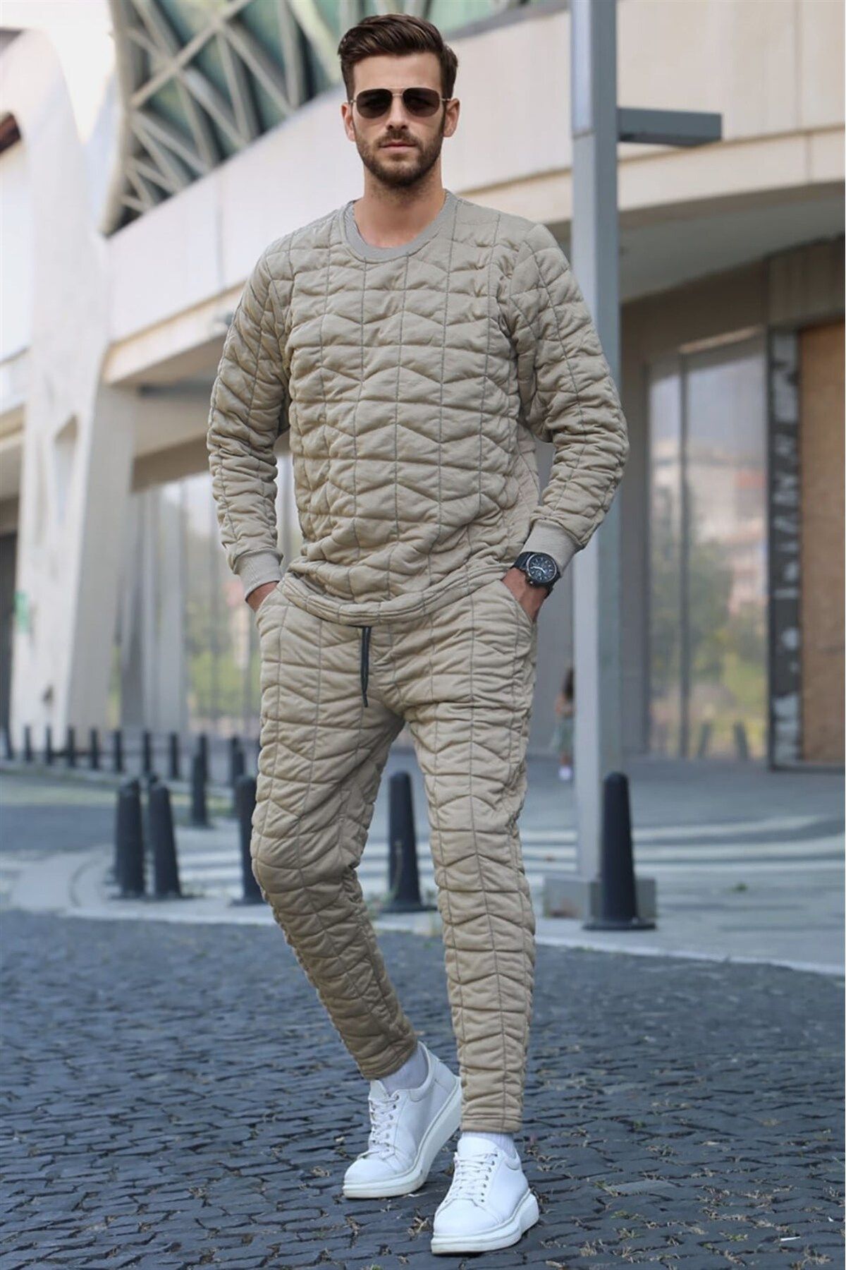 ست گرمکن مدل یقه خدمه جیب دار طرح دار کاپوت دار مردانه مدمکست Madmext (برند ترکیه)