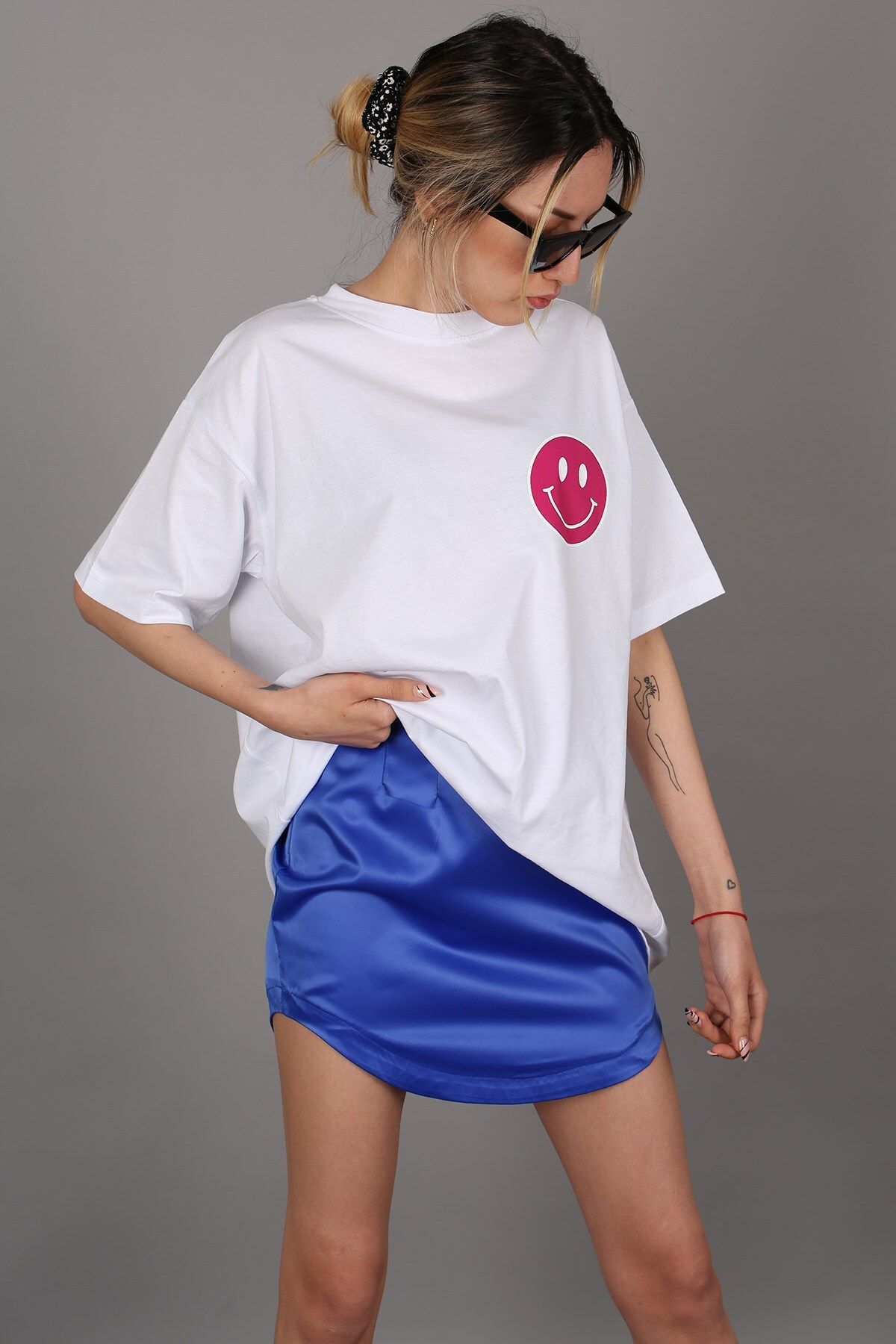 Madmext تی شرت زنانه یقه گرد با چاپ پشت سفید