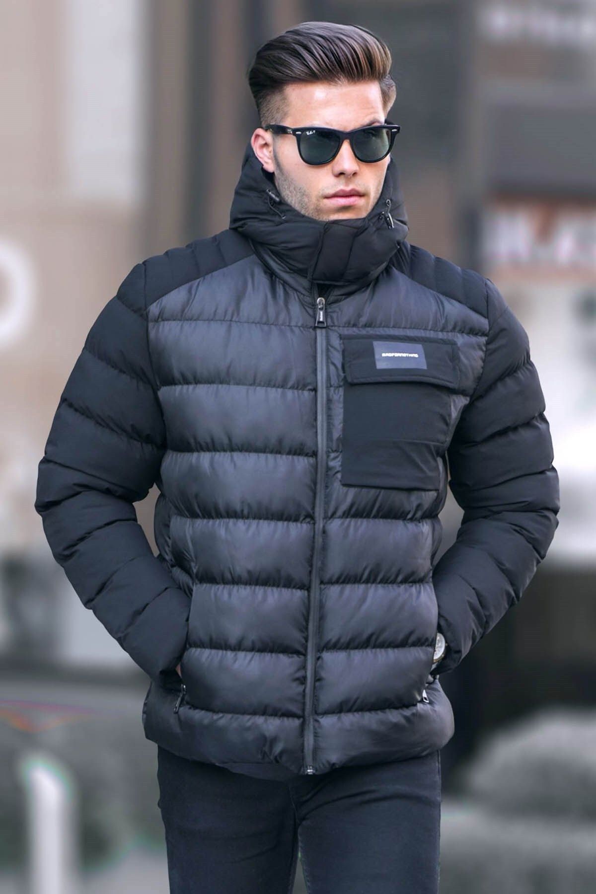 Dark blue puffer on sale jacket