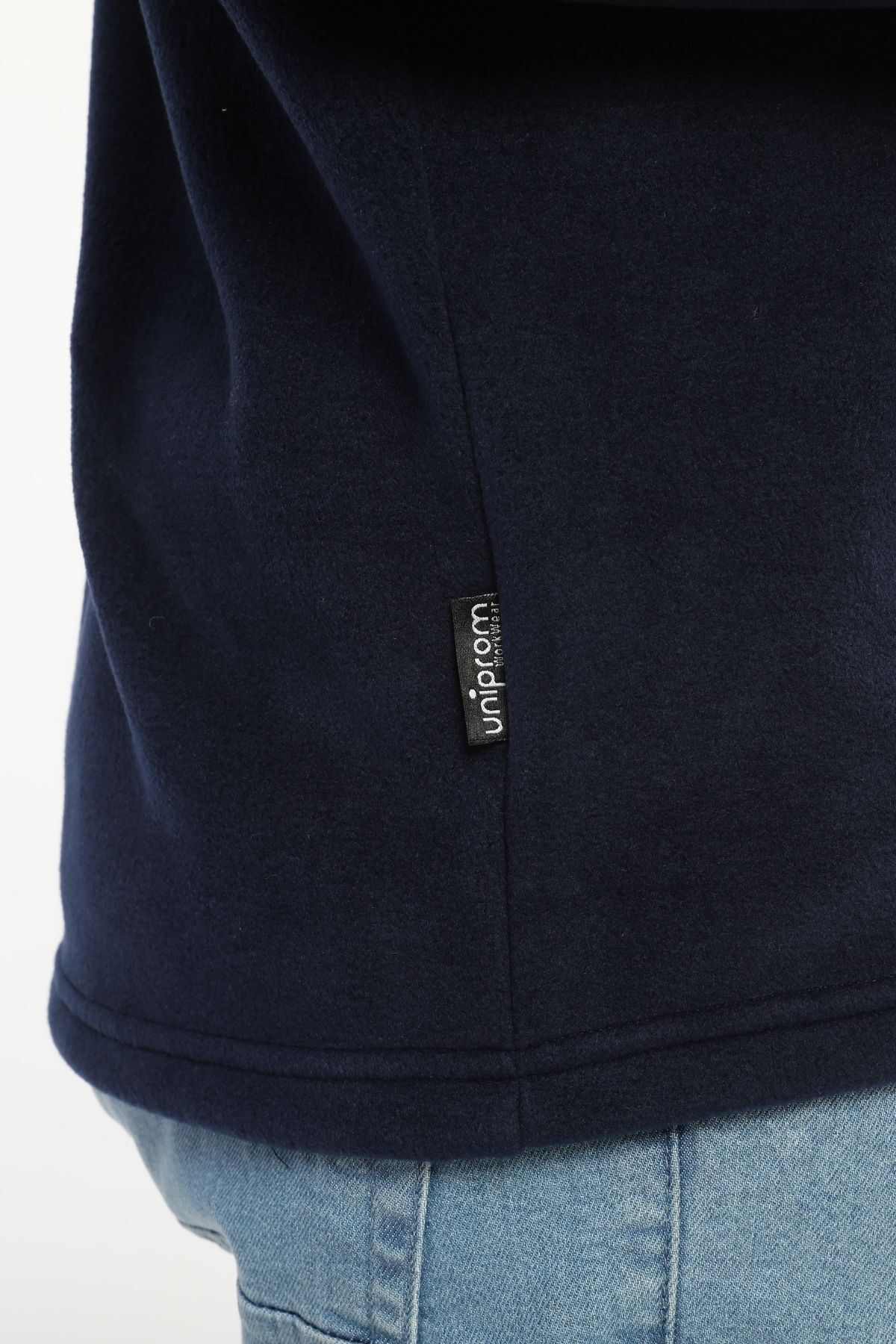 Uniprom-Men's Regular Cut Stand Collar Half Zipper Fleece Sweatshirt Navy Blue 4