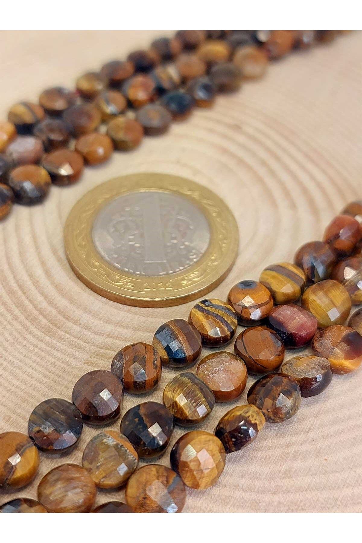 Yasamtohumu-YASSI Facet Cut Tiger Eye Stone Necklace - 6x4mm with Fixed Clip 10
