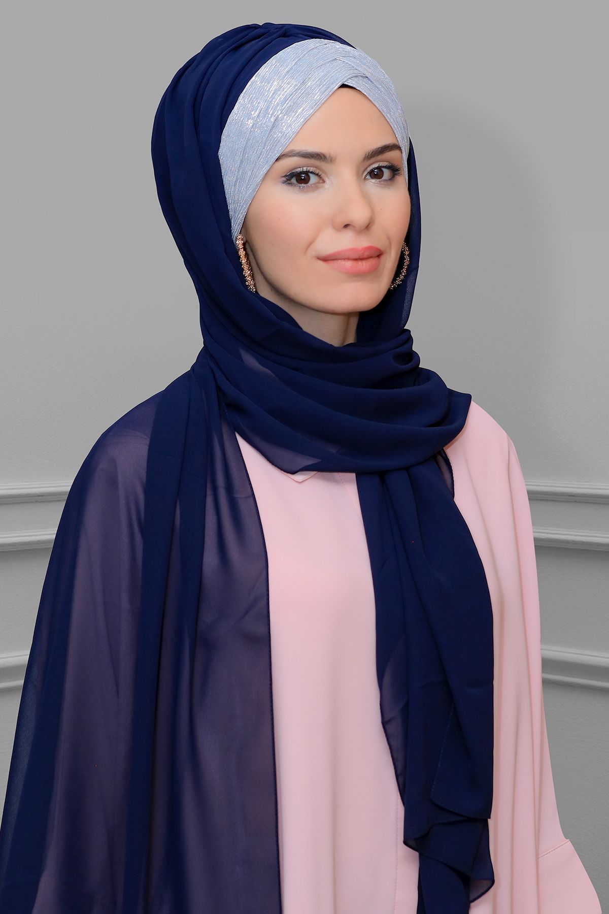 Navy and silver scarf best sale