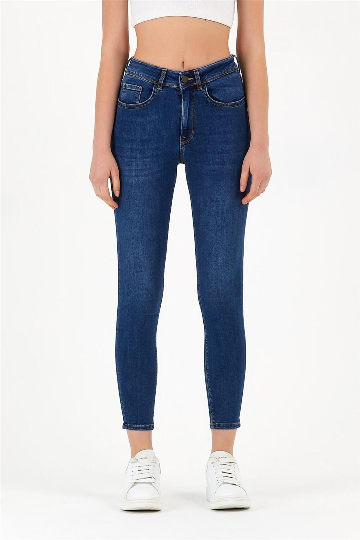 EXPLODE-- Dámske Slim Fit Jeans námornícka modrá 2