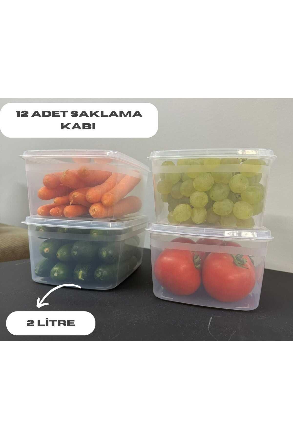 Bayev-Huge 12 Pieces Large Size Storage Container with Lid Food Food Fresh Vegetable Container Set 2 Lt with Lid 2