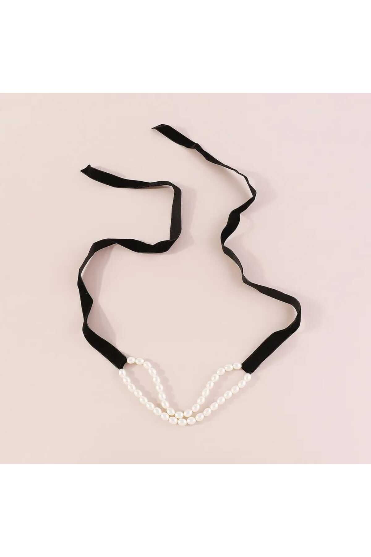 Black ribbon necklace hot sale