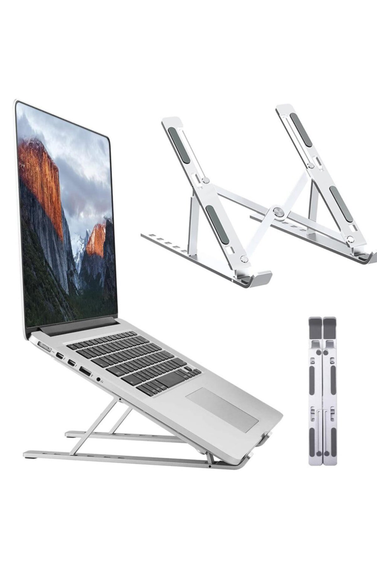 Alüminyum Notebook Stand Manyetik Katlanabilir Ayarlı Dizüstü Laptop Tablet Standı 8