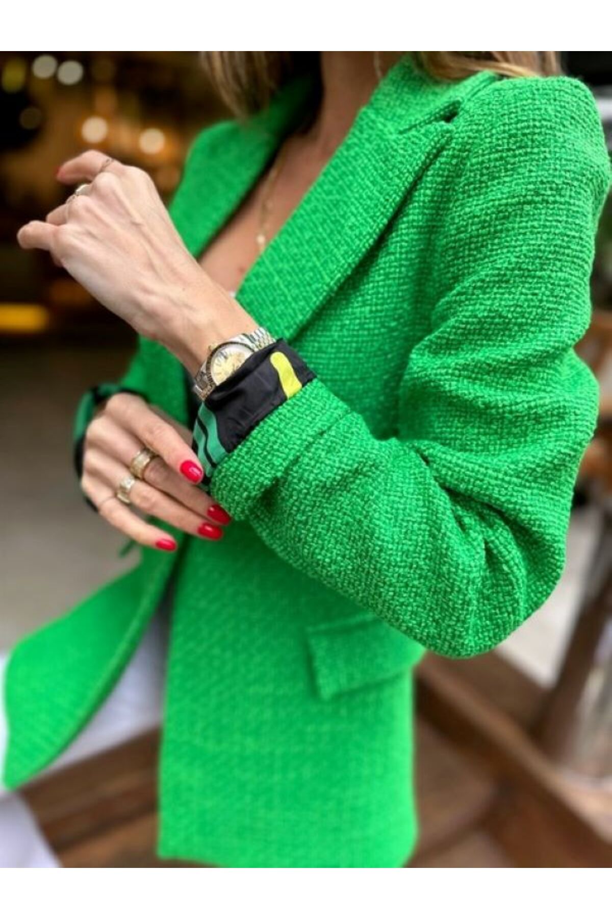 Zara green 2025 tweed jacket