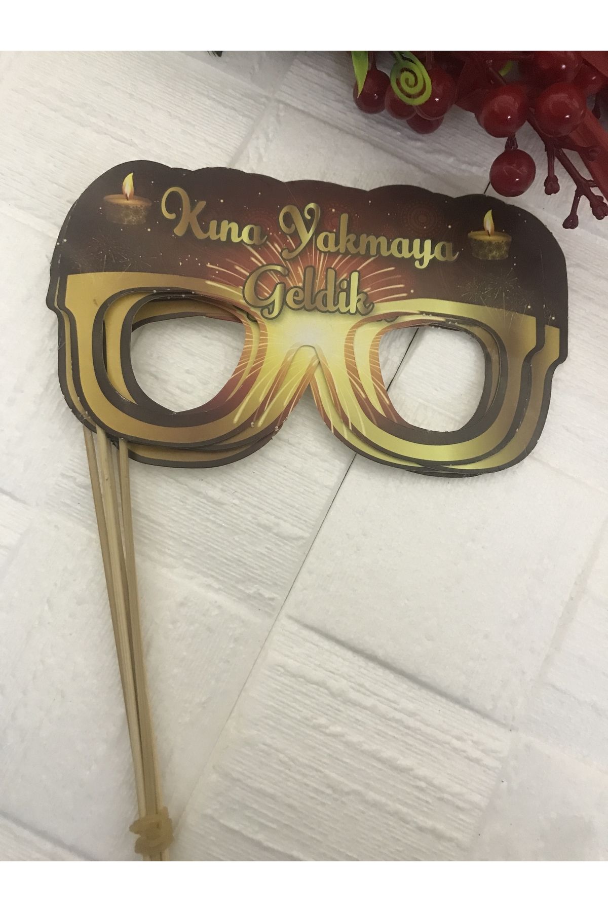 Deniz Party Store Kına Yakmaya Geldik gold ... Temalı Gözlük şeklinde Konuşma Balonu 5 adet
