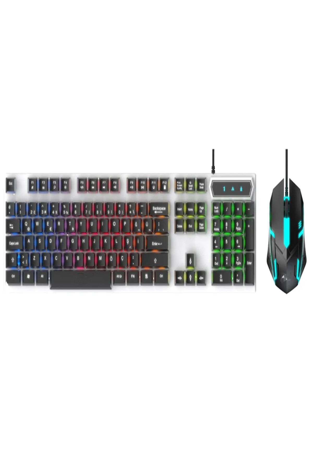 Led Işıklı Kablolu Gaming Klavye, Türkçe Q Oyuncu Klavyesi, Klavye Mouse Set - 2