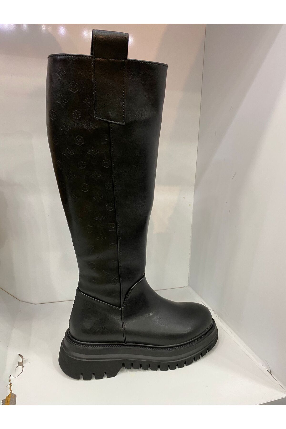 چکمه زنانه چرم مشکی PC-52547 Pierre Cardin