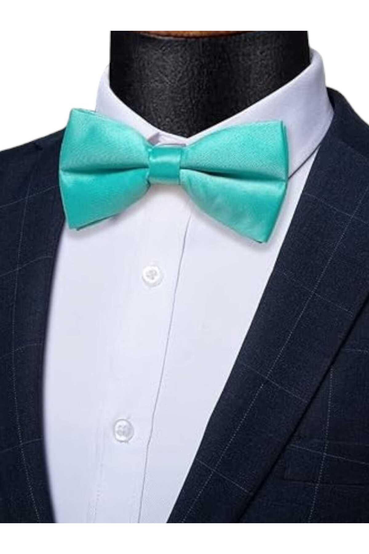 Trenderrs Erkek Düz Renk Saten Papyon görsel 5