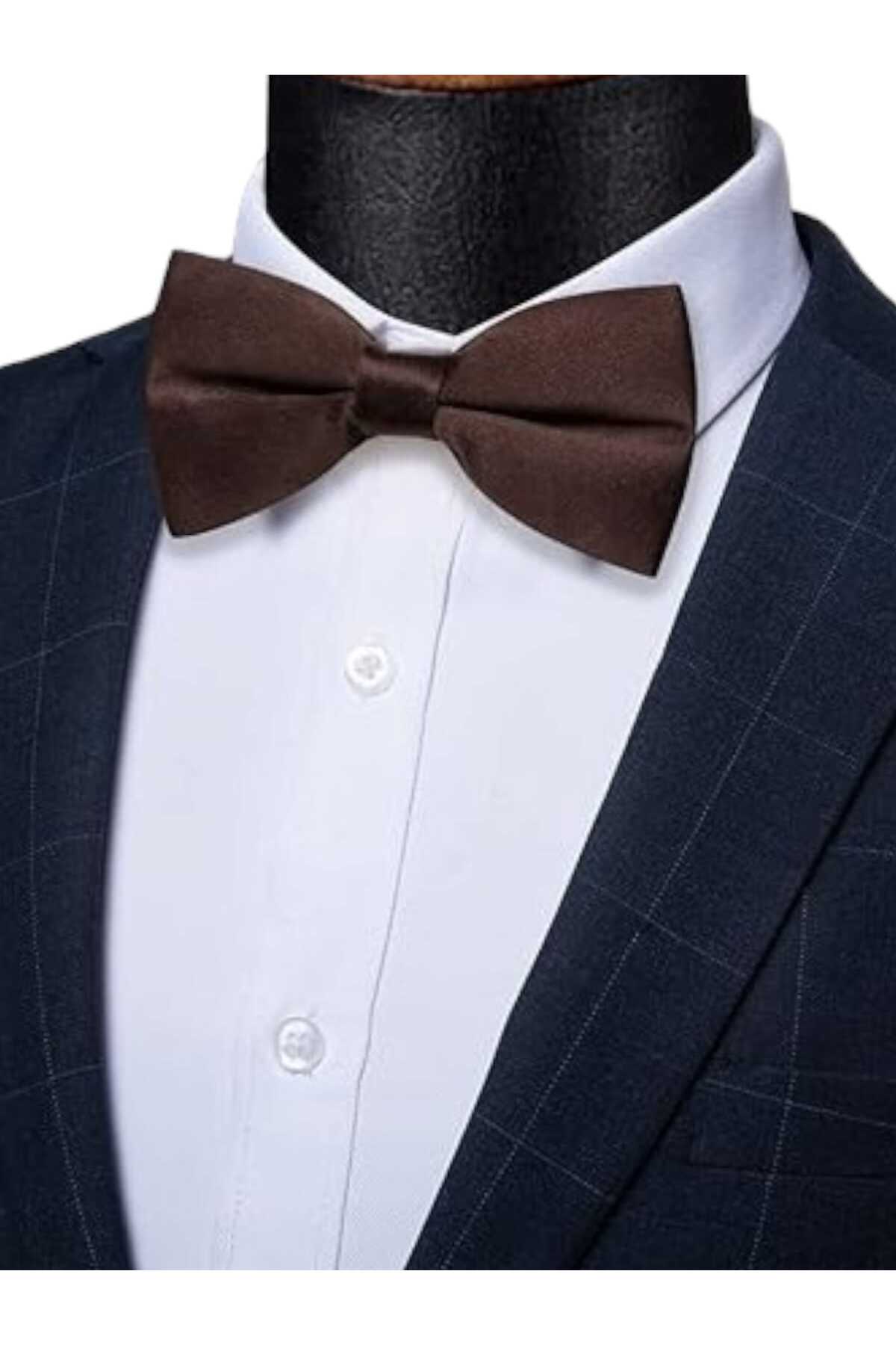 Trenderrs Erkek Düz Renk Saten Papyon görsel 7