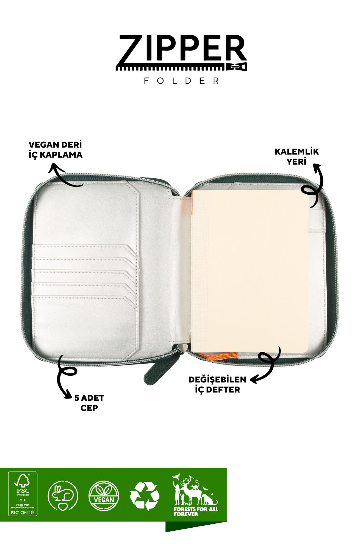 Victoria's Journals-Folder cu fermoar Organizator Notebook A6 cu rigle 4