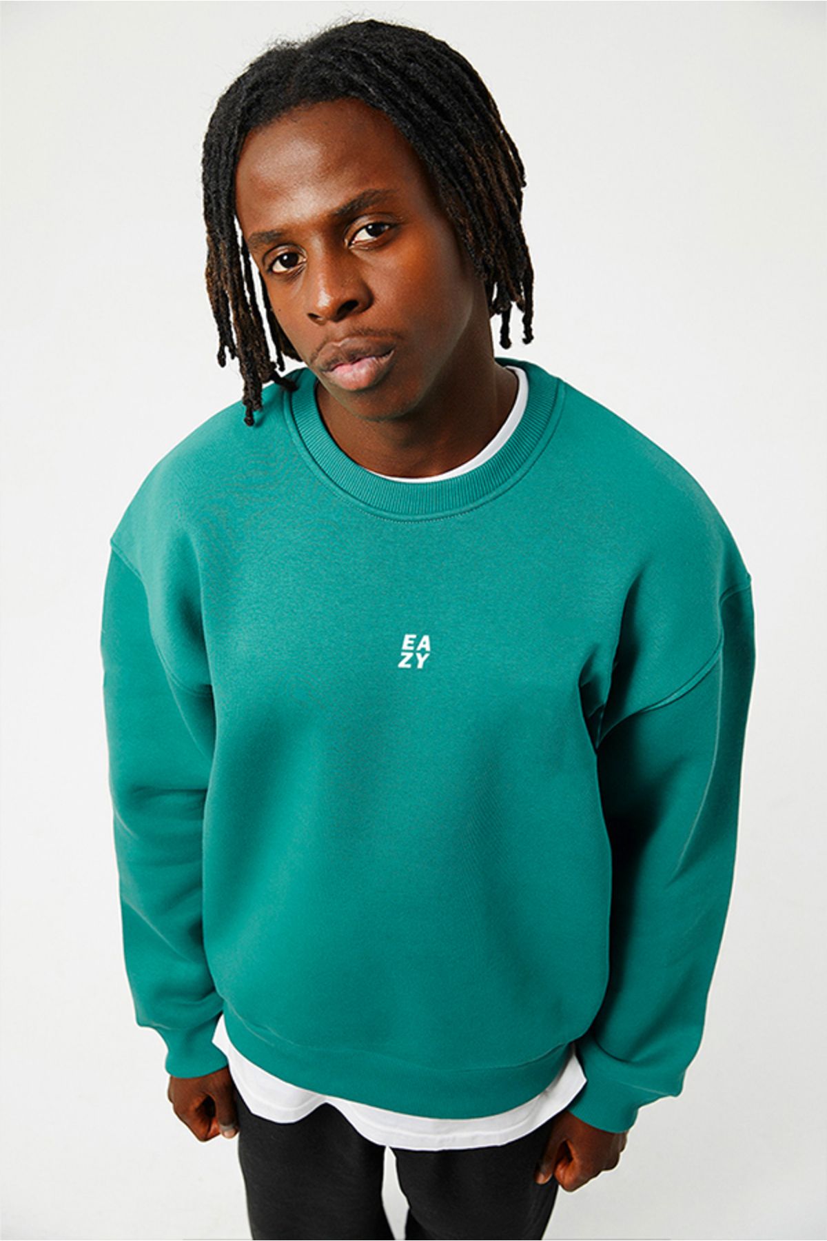 Eazy Co Eazy Basic Oversize Unisex Coral Green Crew Neck Thick