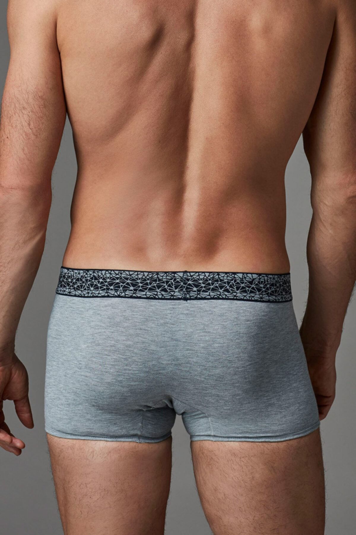 Dagi-Men's Gray Melange Combed Cotton Compact Spider Boxer 2