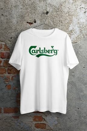 Unisex Beyaz Carlsberg Baskılı T-shirt CARLSBERG
