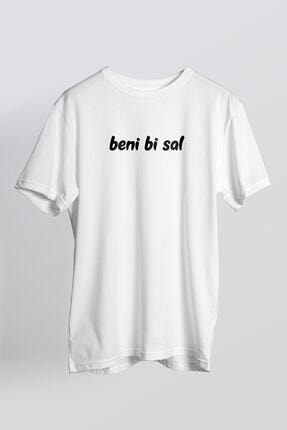 Unisex Beyaz Beni Bi Sal Yazılı T-shirt BENİSAL54