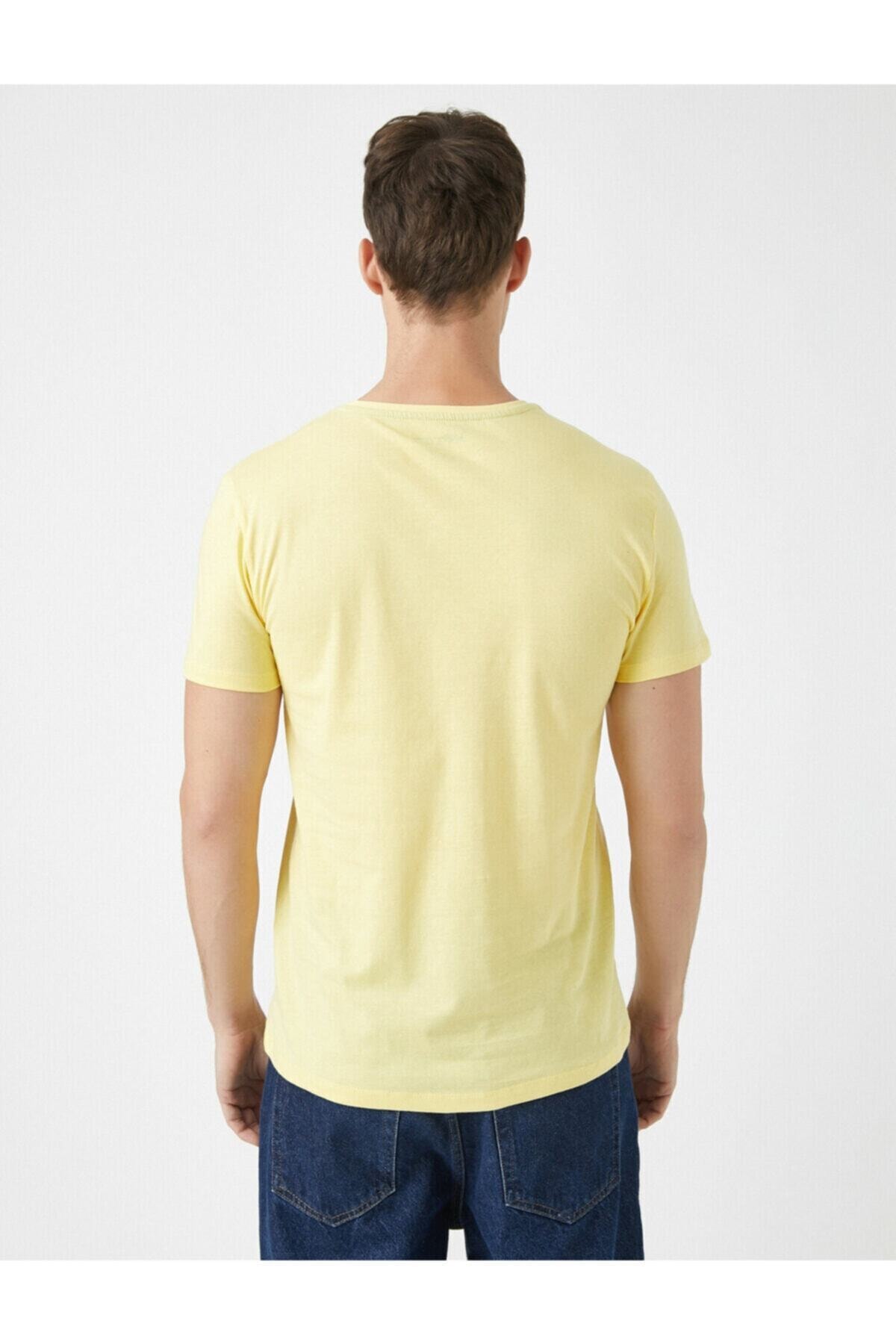 تیشرت مردانه زرد کوتون | 1YAM12136LK اورجینال - تصویر 4