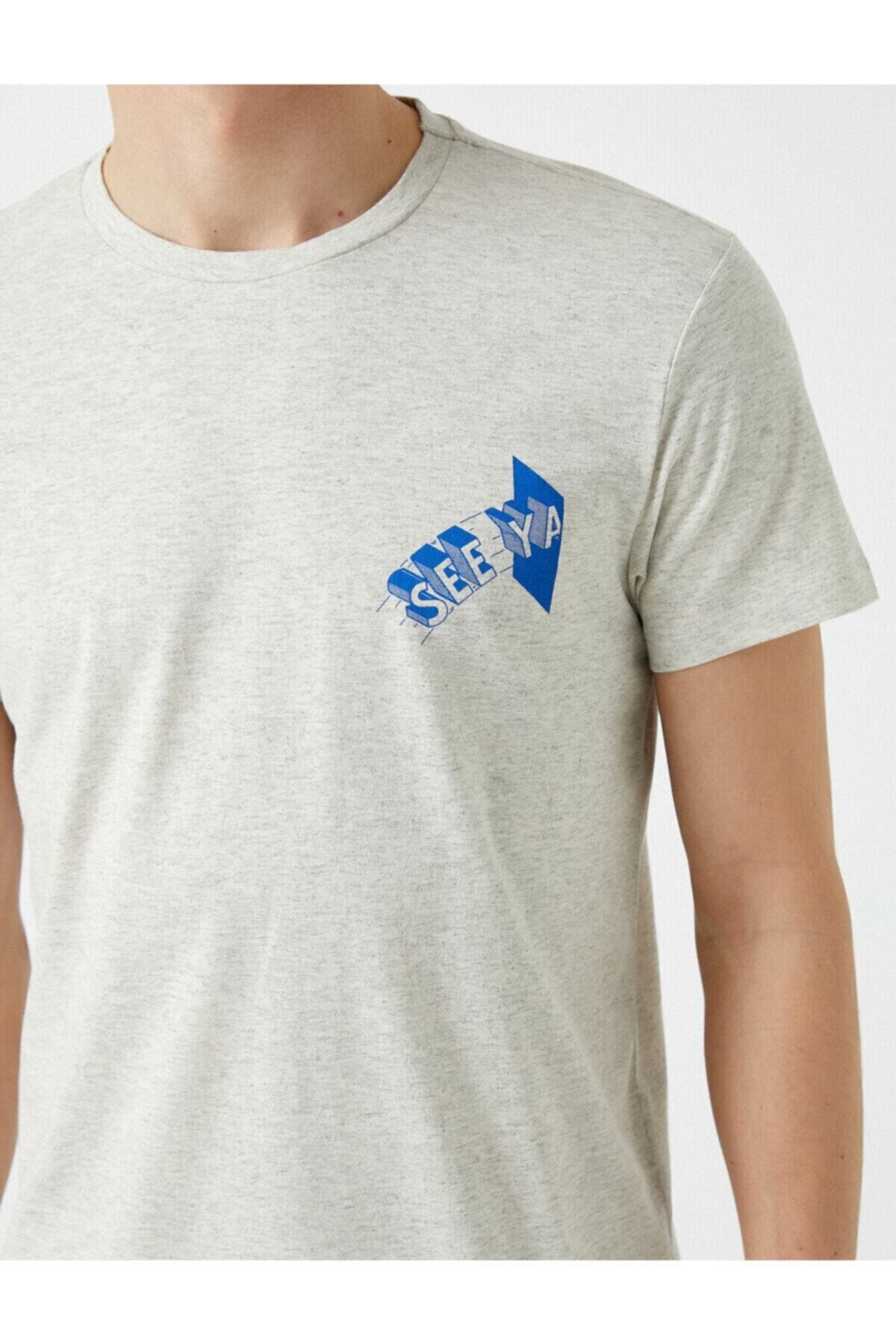 تیشرت مردانه خاکستری کوتون | 1YAM11501HK اورجینال - تصویر 5