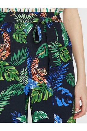 Koton Kadin Siyah Normal Bel Beli Baglamali Desenli Pantolon Fiyati Yorumlari Trendyol