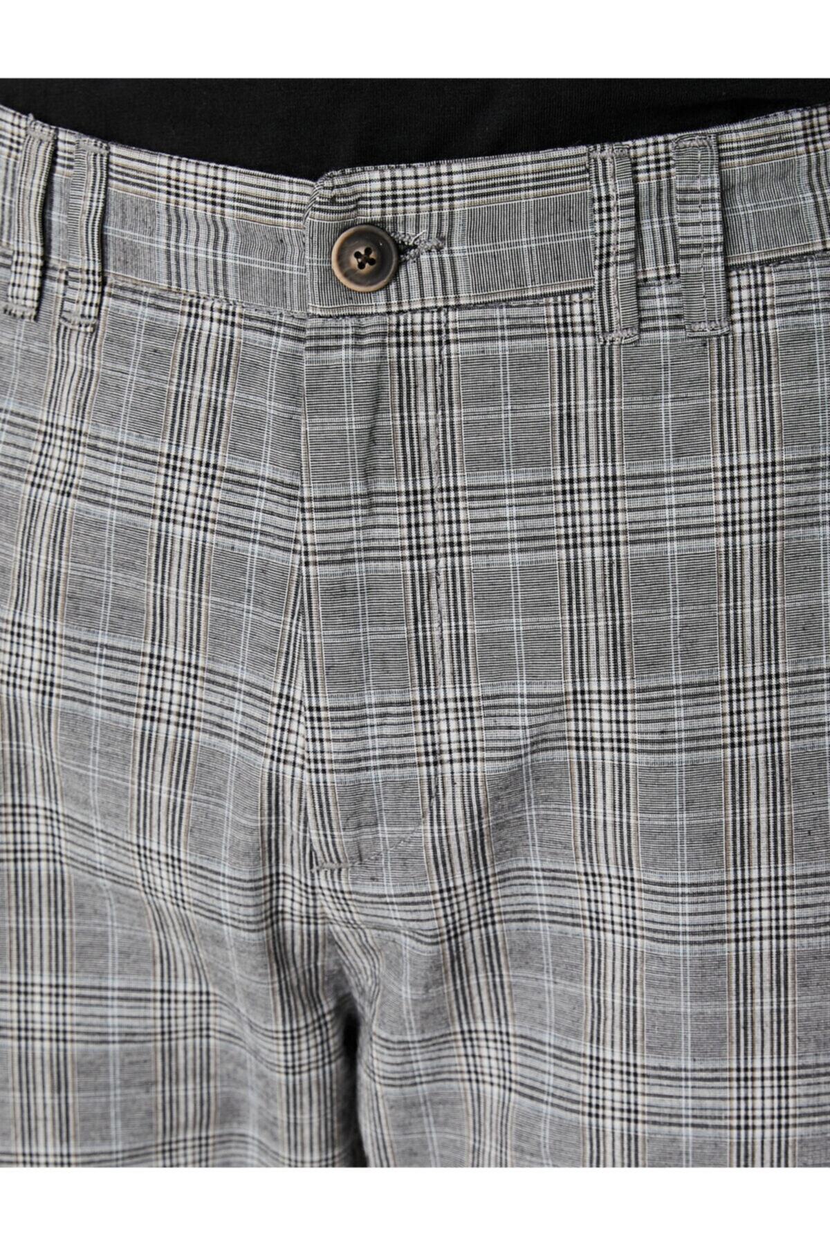 Koton-Braune Herrenhose mit normaler Taille und Taschendetail, kariert 5