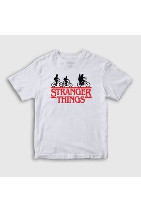 Unisex Çocuk Beyaz Bicycles Stranger Things T-shirt 217729tt