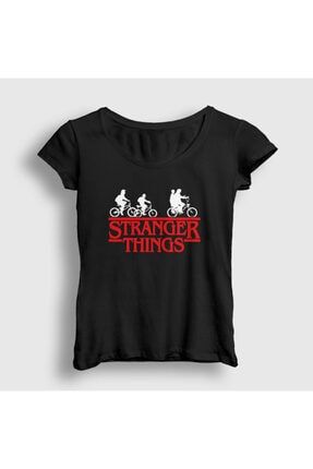 Kadın Siyah Bicycles Stranger Things T-shirt 217739tt