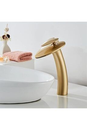 Mat Altın Şelale Modeli Banyo Çanak Lavabo Bataryası Yeni Tasarım Ürünü 5 Yıl Garantili A258
