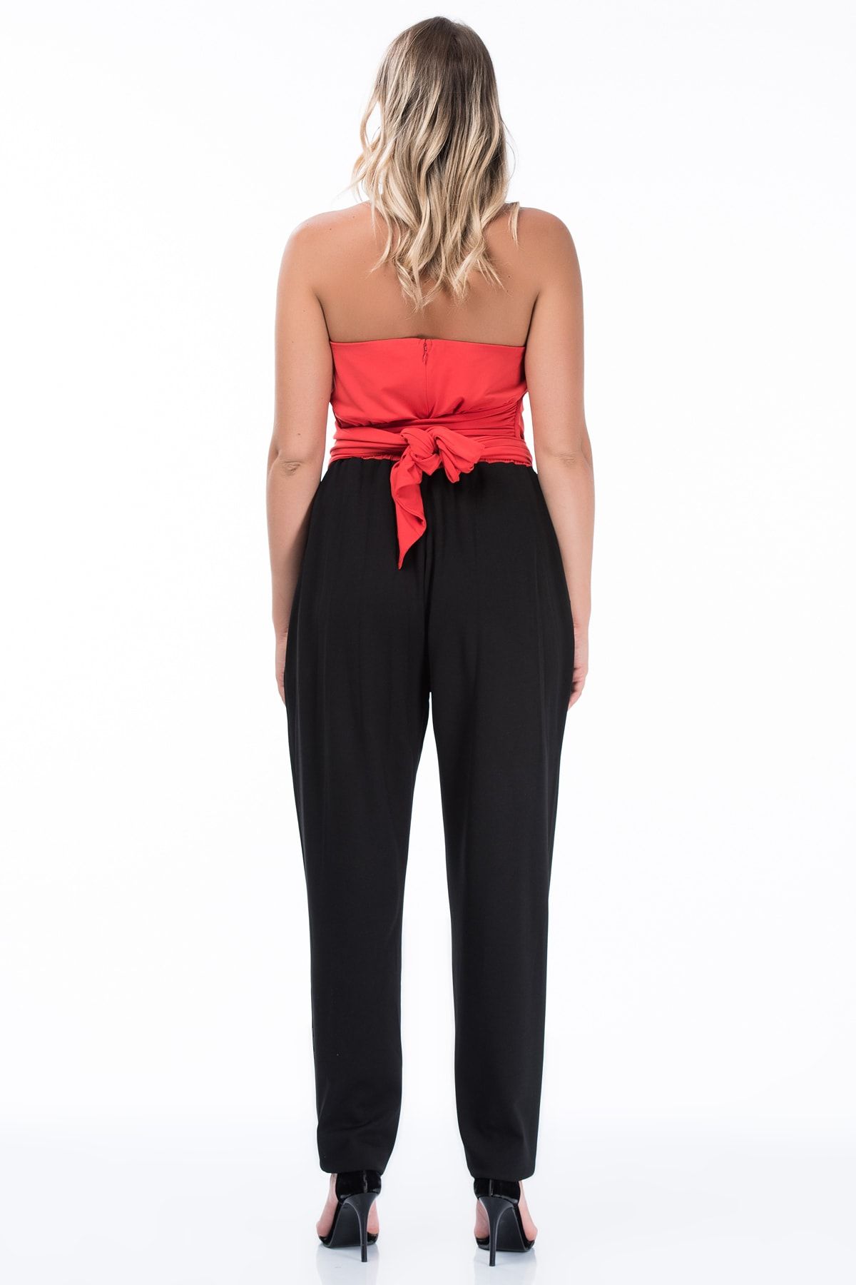 ans Tekstil Women s Red Two Color Jumpsuit Trendyol