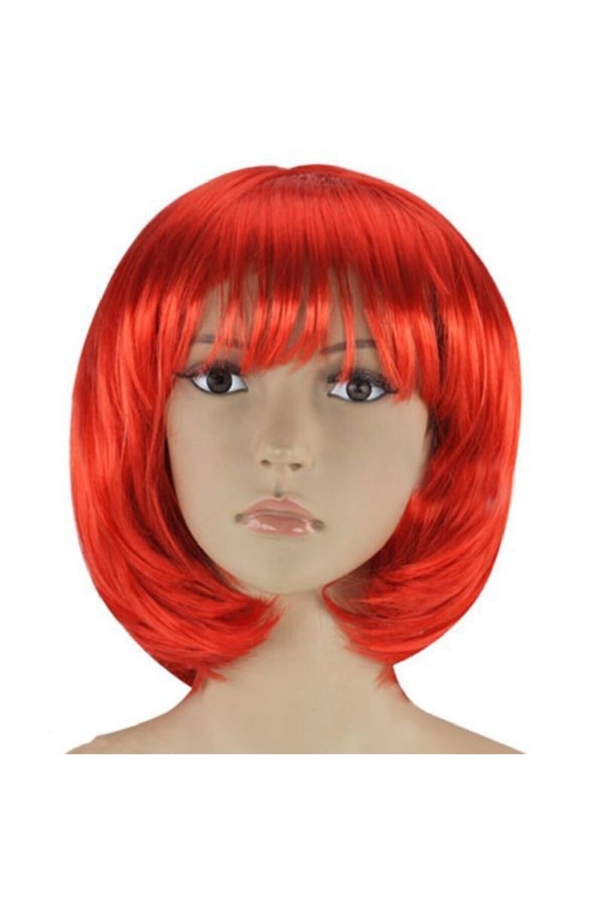 Genel Markalar Kırmızı Renk Parti Peruğu Küt Saç
