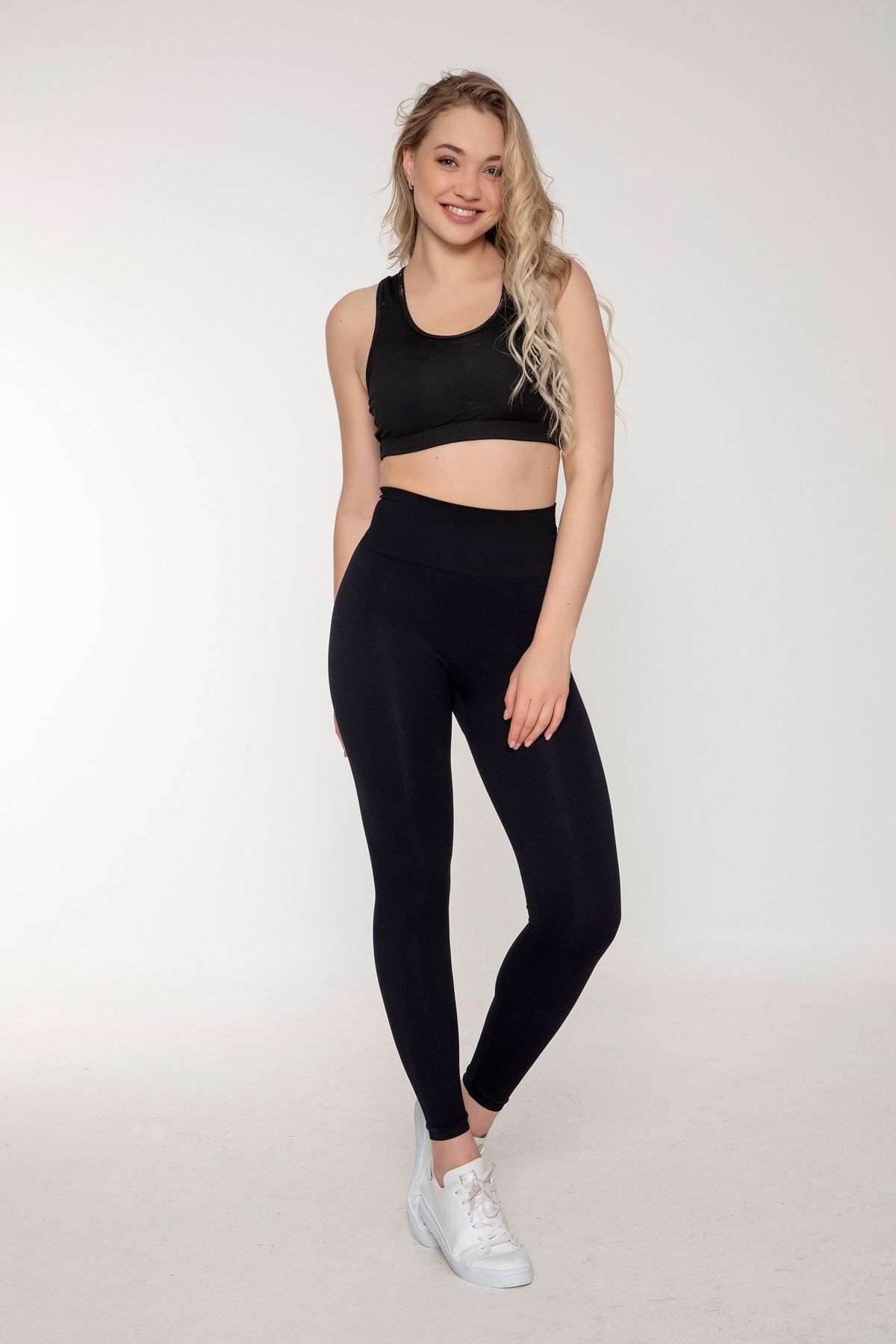 Black Rib Seamless High Waist Gym Leggings